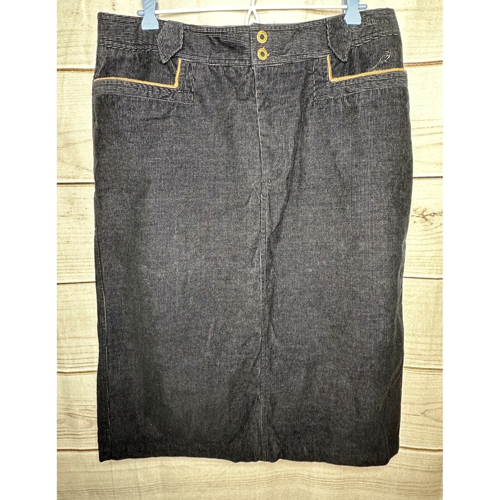 Columbia River Resort Skirt Womens 14 Black Corduroy Pencil Lined HL 5085 Knee